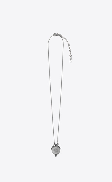 SAINT LAURENT Short Necklaces Woman MARRAKECH PERLE pendant on chain in silver-toned tin b_V4